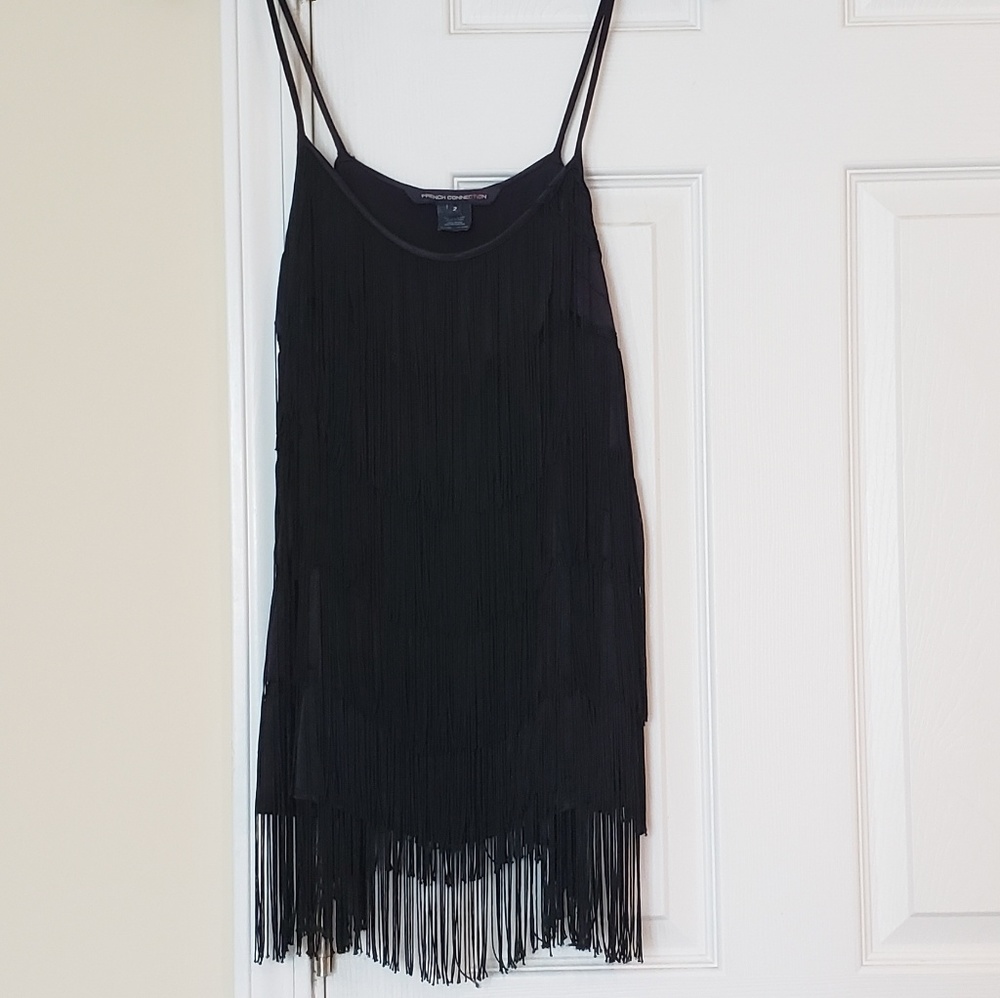 Fringed spaghetti strap sleeveless top